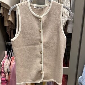 Abercrombie & Fitch Cream and Ivory Button-Front Knit Vest